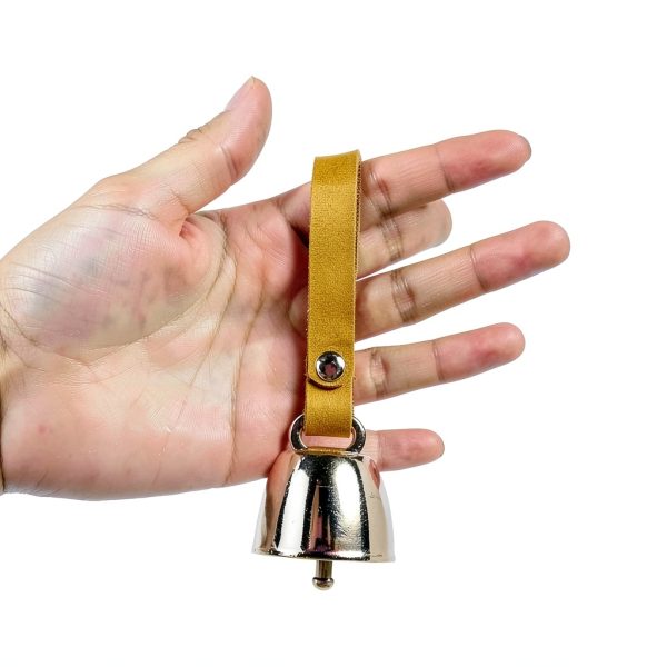 IVIA PET Copper Bell Leather Pet Collar Charm Medium Gold-2