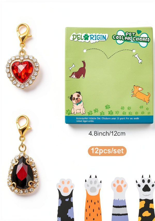 Rhinestone Pet Collar Charms Alloy Glass Decor Dogs Cats-1