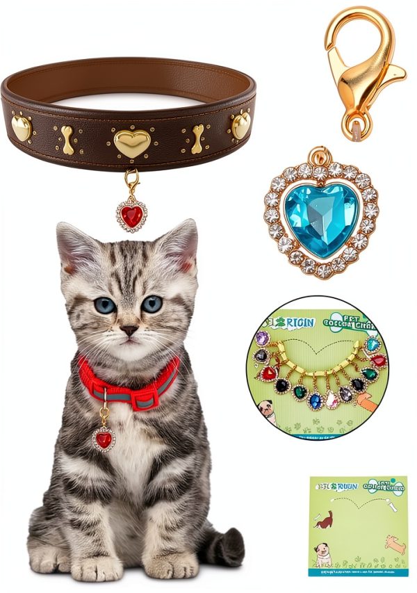 Rhinestone Pet Collar Charms Alloy Glass Decor Dogs Cats-2