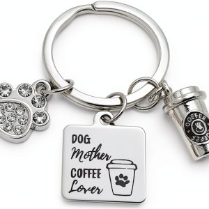 Dog Collar Charm Kit's Kiss Coffee Cup Paw Print Gift-0