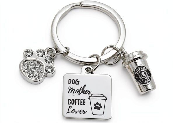 Dog Collar Charm Kit's Kiss Coffee Cup Paw Print Gift-0