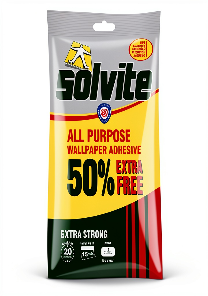 'Solvite Wallpaper Adhesive applied to a wall surface'