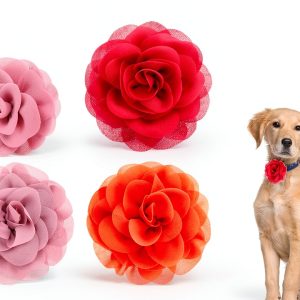InnoHHustle Dog Collar Charms Chiffon Flower Accessories-0
