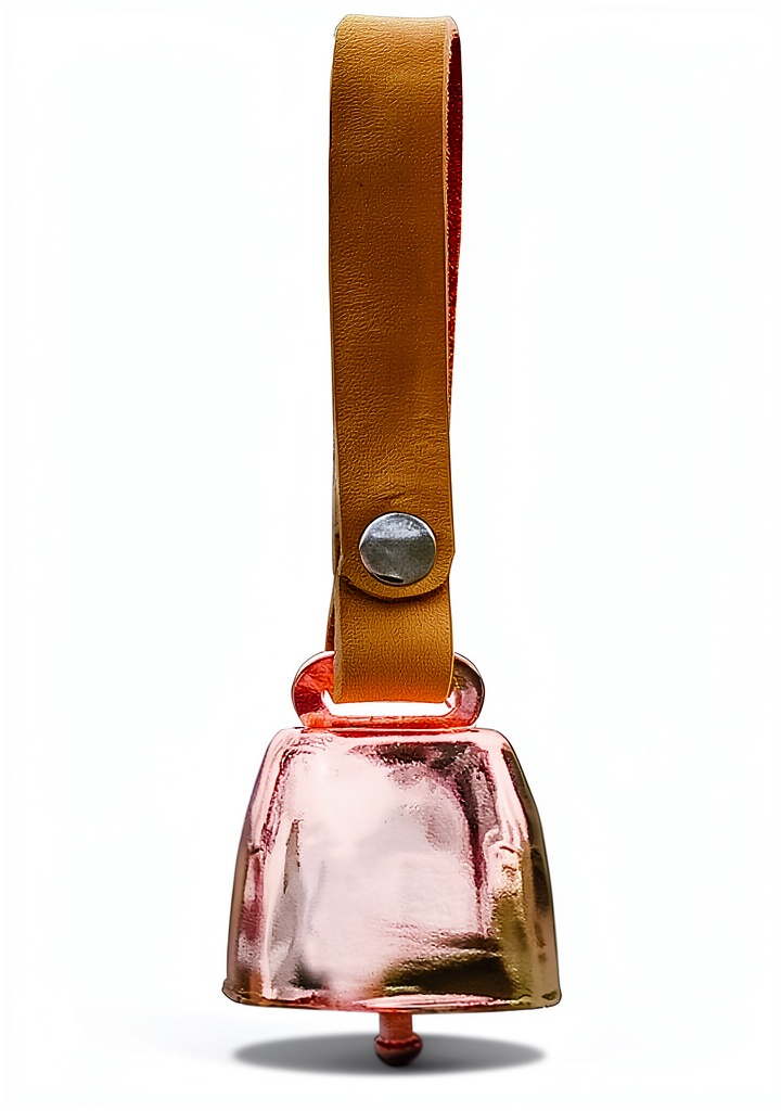 IVIA PET Copper Bell attached to a dog collar in a natural setting