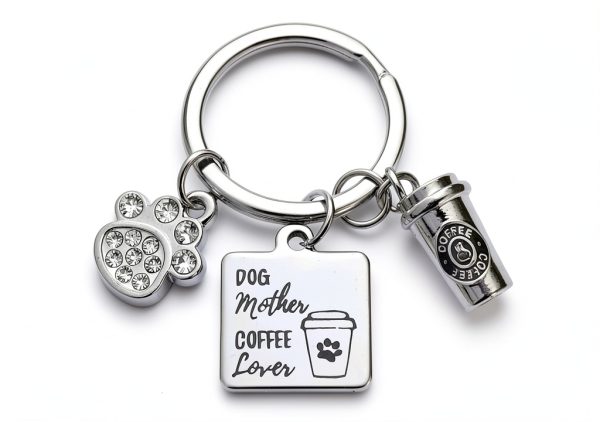 Dog Collar Charm Kit's Kiss Coffee Cup Paw Print Gift-1
