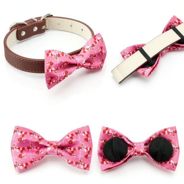 Amylove Valentines Dog Bows Adjustable Collar Charms Pets-2