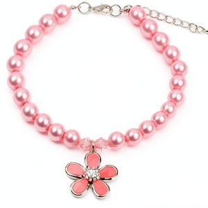 SKS Pearl Dog Necklace Rhinestone Collar Pet Jewelry-0