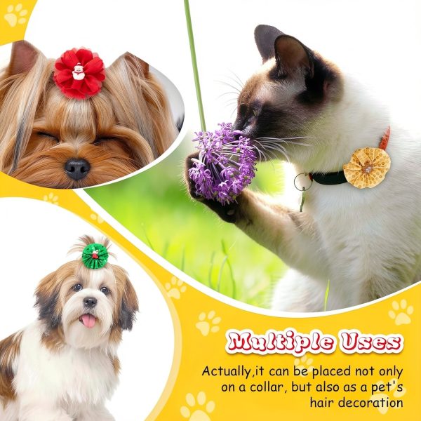 Frienda Dog Collar Charms Chiffon Sequins Pet Grooming-6