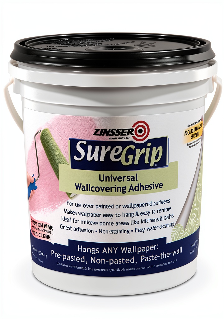 Installing Rust-Oleum Wallpaper Adhesive Clear Pink Dries Clear on a bedroom wall with a paint roller