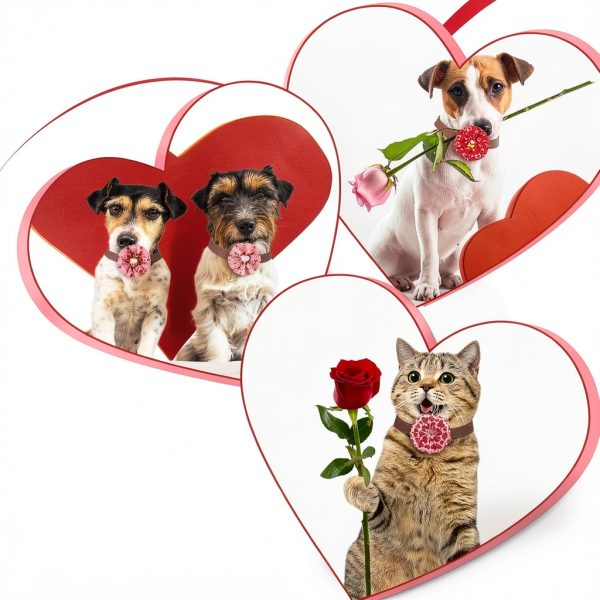Sanwuta Valentines Dog Collar Charms Heart Design Adjustable-3
