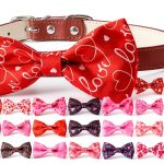 Amylove Valentines Dog Bows Adjustable Collar Charms Pets-0