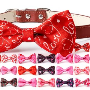Amylove Valentines Dog Bows Adjustable Collar Charms Pets-0