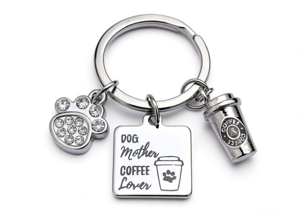 Dog Collar Charm Kit's Kiss Coffee Cup Paw Print Gift-3