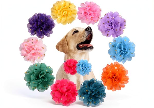 POSAPET Dog Collar Flowers Soft Chiffon Pet Accessories-0