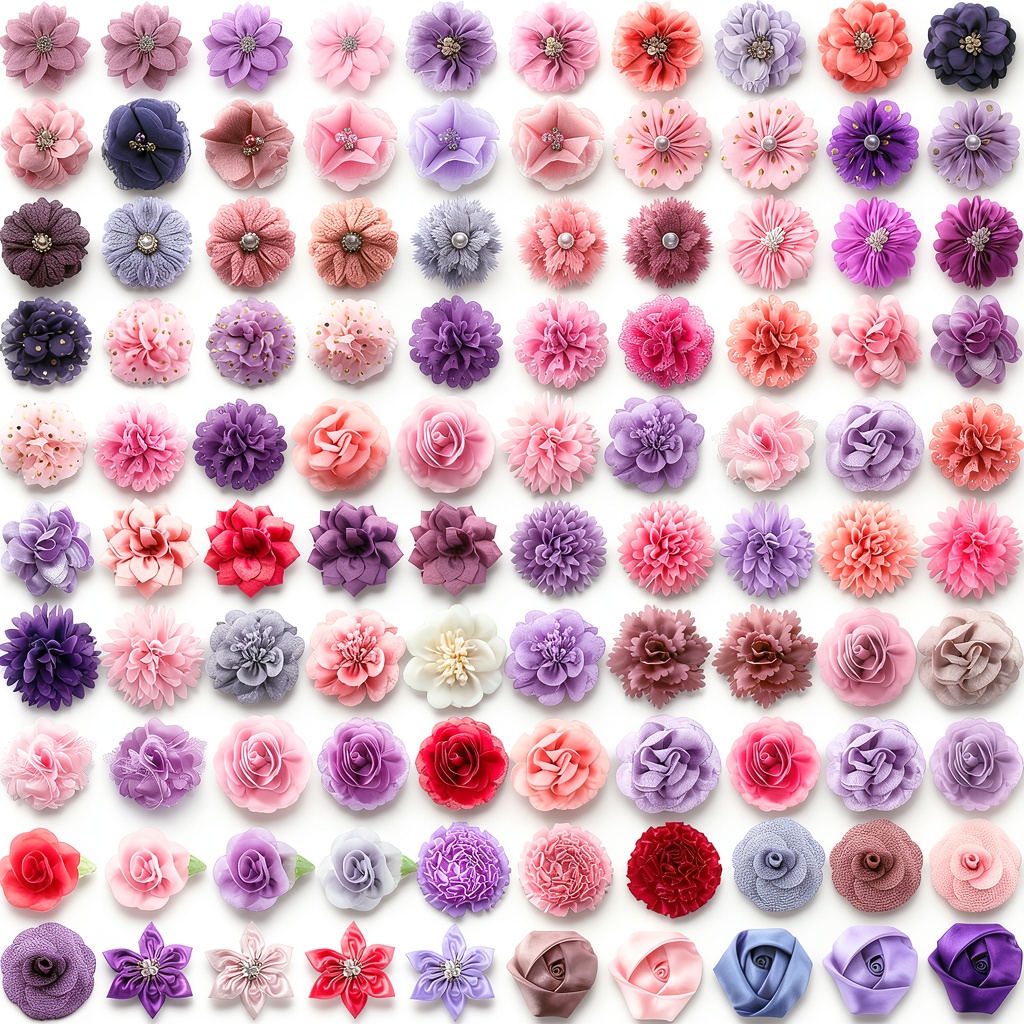 'Sanwuta Dog Collar Flowers in assorted colors on a pet collar'