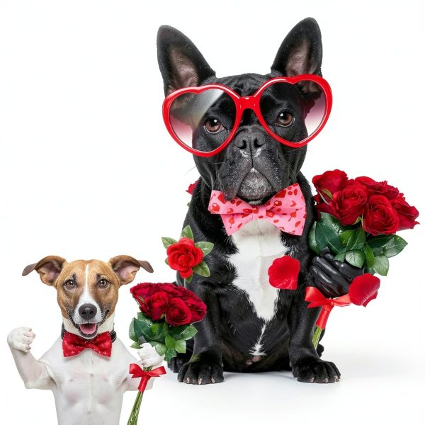 Amylove Valentines Dog Bows Adjustable Collar Charms Pets-1