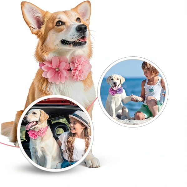 Sanwuta Dog Collar Flowers Set 100 Pcs Satin Pet Accessories-2