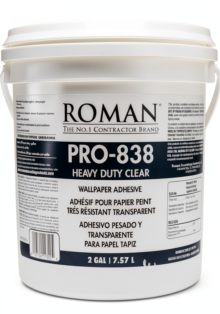 Roman Pro 838 Adhesive applied to wallpaper in a room