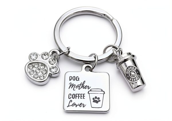 Dog Collar Charm Kit's Kiss Coffee Cup Paw Print Gift-2