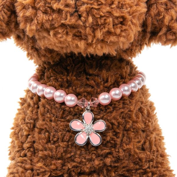 SKS Pearl Dog Necklace Rhinestone Collar Pet Jewelry-1