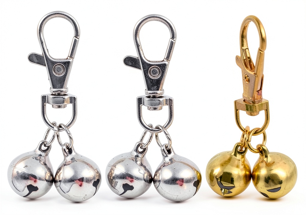 ZaneGear stainless steel dog bells attached to a pet collar