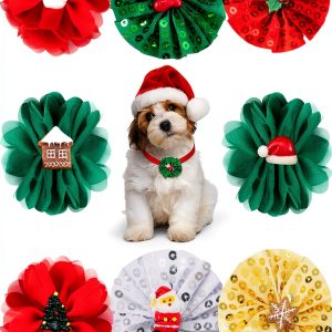 Frienda Dog Collar Charms Chiffon Sequins Pet Grooming-0