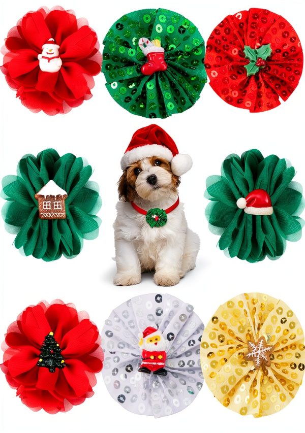 Frienda Dog Collar Charms Chiffon Sequins Pet Grooming-0