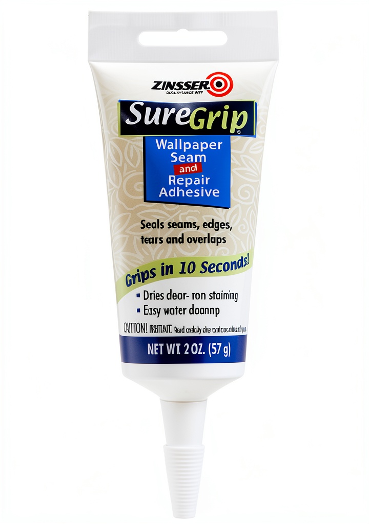 Applying Zinsser wallpaper adhesive on a living‑room wall