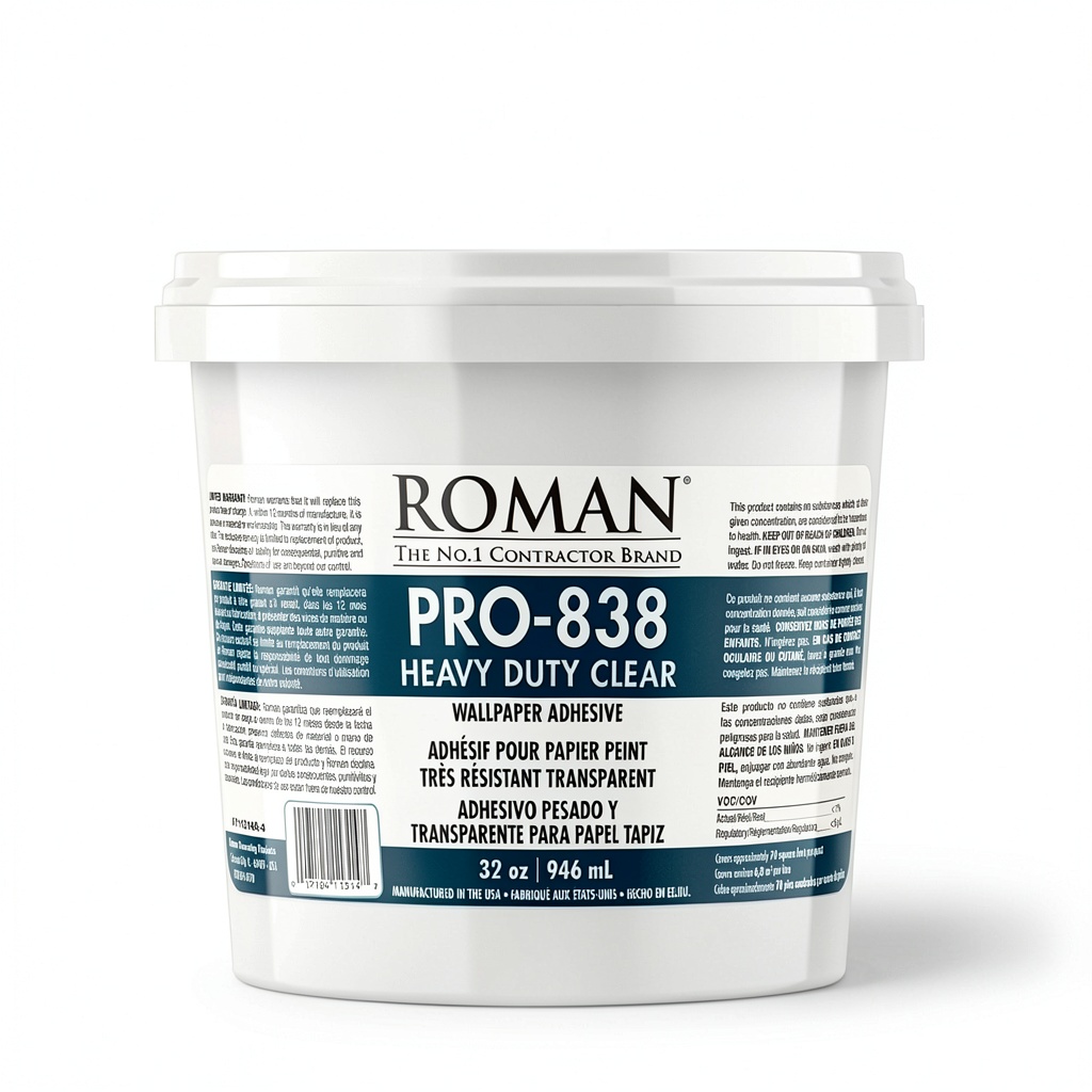 Installer applying PRO-838 adhesive to a wallpaper roll